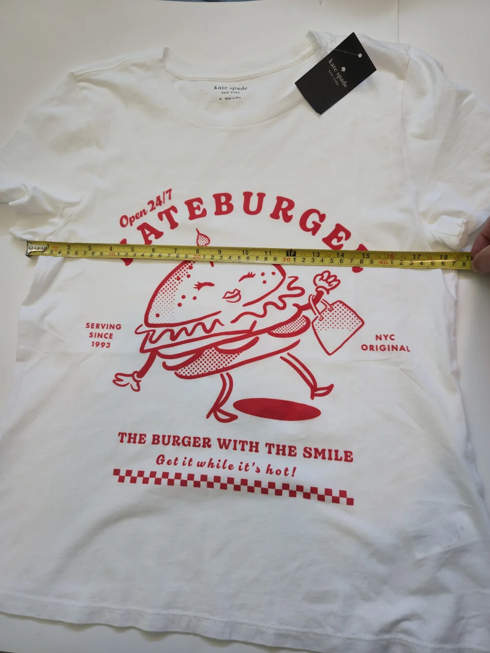 kate spade Burger 100% Cotton Tee NWT Size M